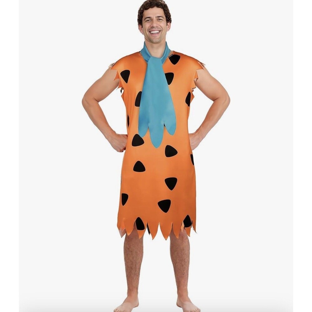 Men's Fred Flintstone Costume Caveman Tunic Adult Halloween Outfit Small NEW